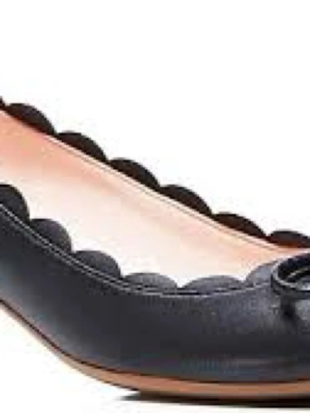 kate spade Black Scallop-Edge Bow Ballet Flats